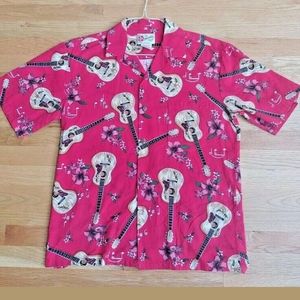 Vtg Hilo Hattie Red Hawaiian Shirt